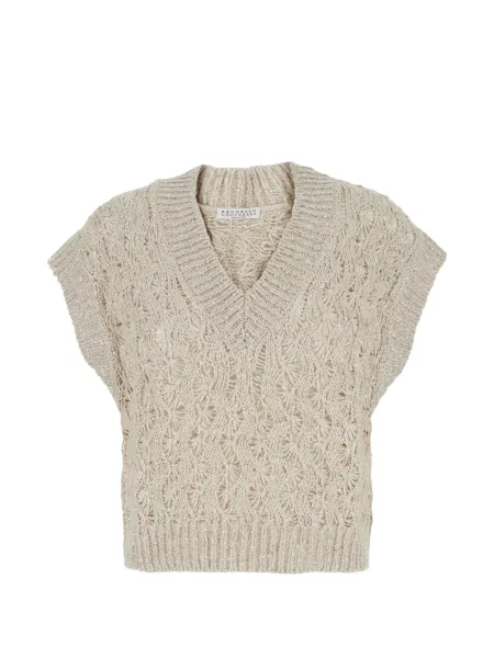 Елек Brunello Cucinelli с пайети с V-образно деколте