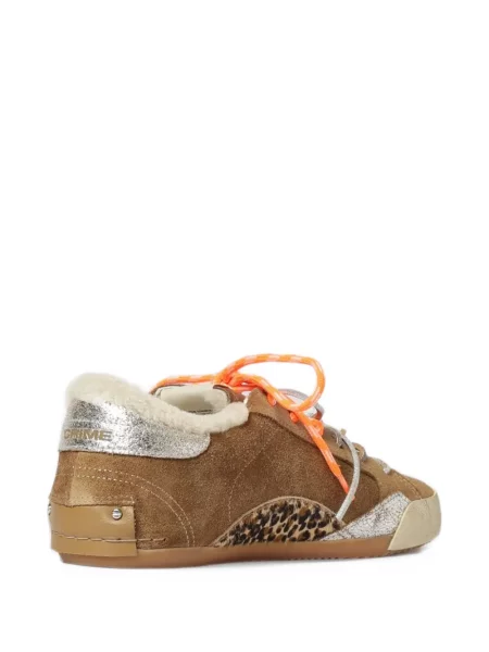 Sneakerși Crime London din piele de oaie maro