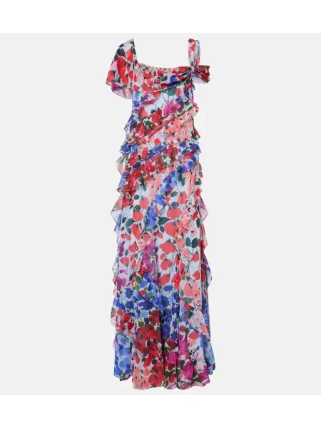 Rochie Carolina Herrera din șifon cu model floral cu volane