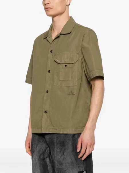 Cămașă Stone Island cu strasuri scurtă verde