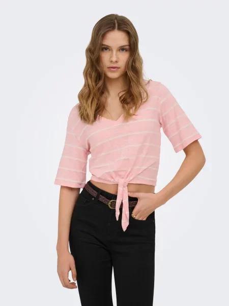 ONLY Tricou ONLSUMMER roz alb