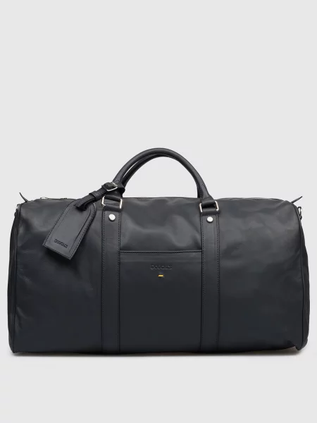 Шкіряна дорожня сумка з тисенням логотипа Doucal's синя