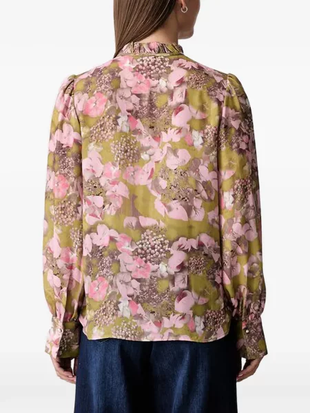 Gulerat bluză Joop! cu model floral cu imagine verde