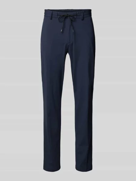 Spodnie garniturowe w kroju slim fit ze sznurkiem w talii model GENIUS' Boss granatowe