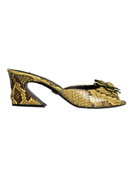 Klapki mules Dolce And Gabbana skórzane żółte