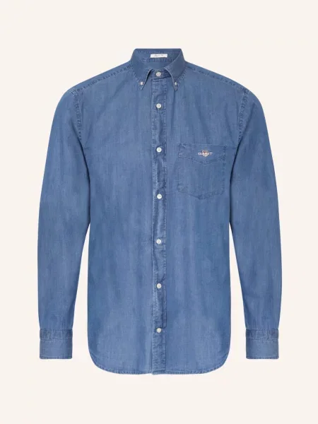 Gant Košile Regular Fit V Džínovém Vzhledu modrá