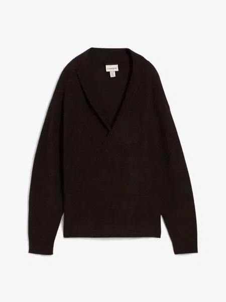 Sweter z miękkiej mieszanki wełny alpaki brązowy