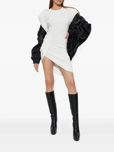 Rochie mini The Mannei cu volane asimetrică alb