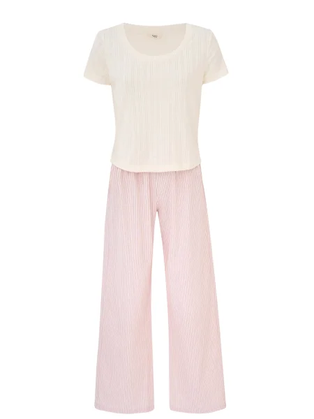 Dagi Pijama ecru roz