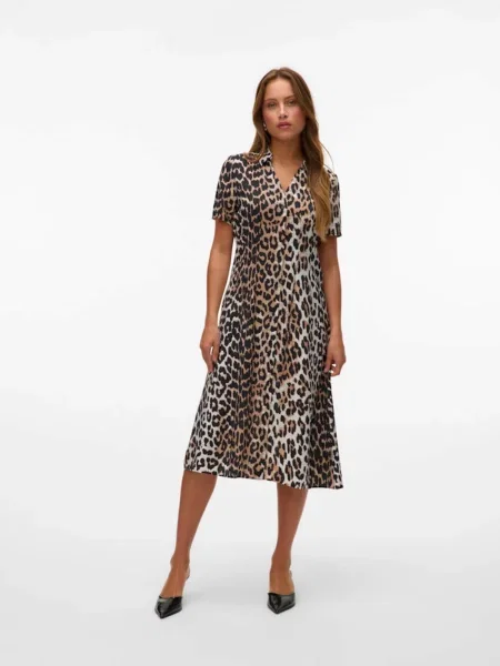 VERO MODA Rochie tip bluză VMJOSIE crem / maro deschis negru