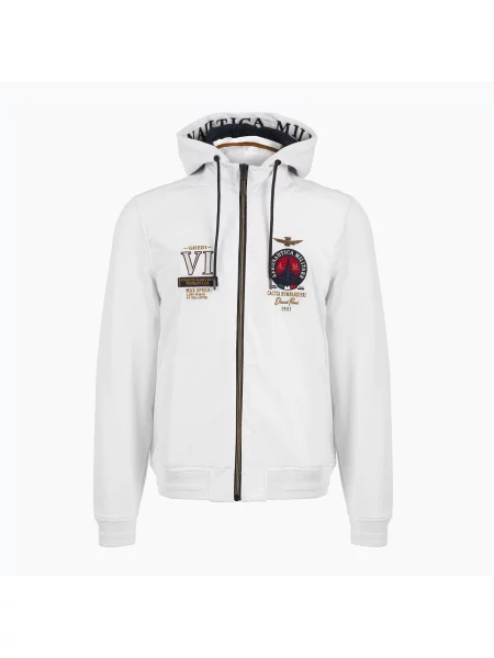 Mikina Aeronautica Militare Cappucio off white bílá