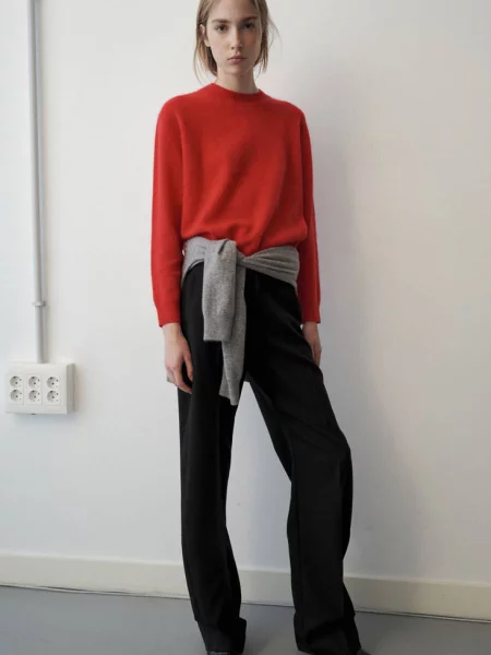 Sweter szczotkowanej wełny Kobieta M MANGO czerwony