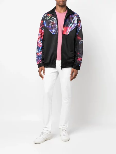 Raštuotas džinsinė striukė Versace Jeans Couture juoda