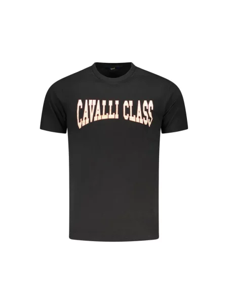 Krótka koszulka Cavalli Class z krótkim rękawem czarna