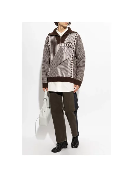 Sweter z golfem Mm6 Maison Margiela do golfa brązowy