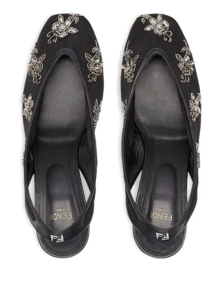 Pantofi cu toc Fendi slingback negru