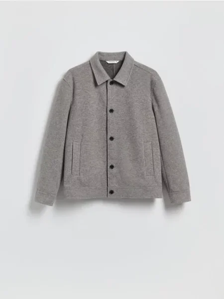 Reserved Jachetă shacket cu guler deschis gri