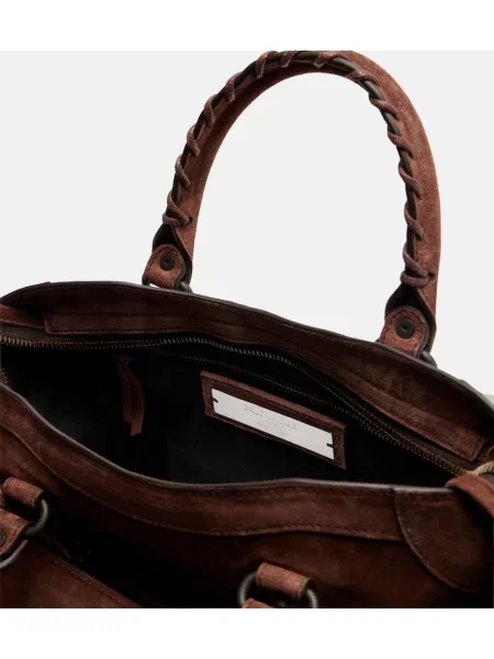 Top Balenciaga din piele de căprioară maro