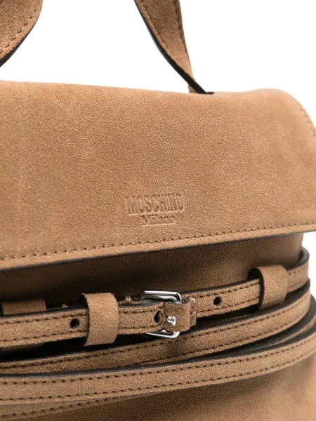 Geantă Moschino din piele de căprioară maro