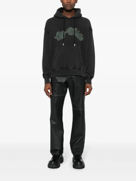 Hanorac cu glugă Off-white cu imagine alb