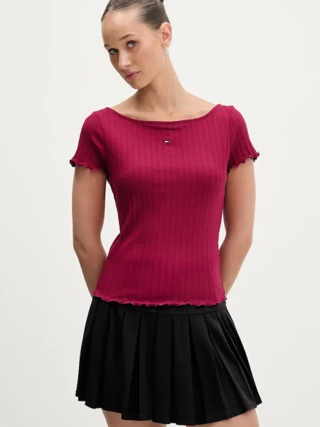 Tommy Jeans t-shirt bordowa