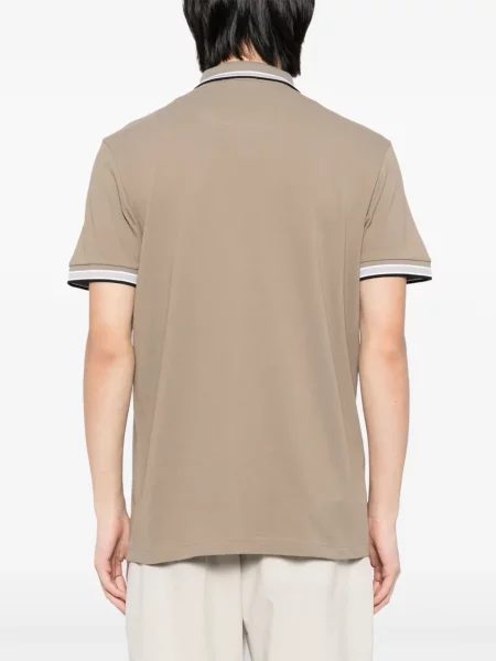 Tricou polo Boss cu broderie maro