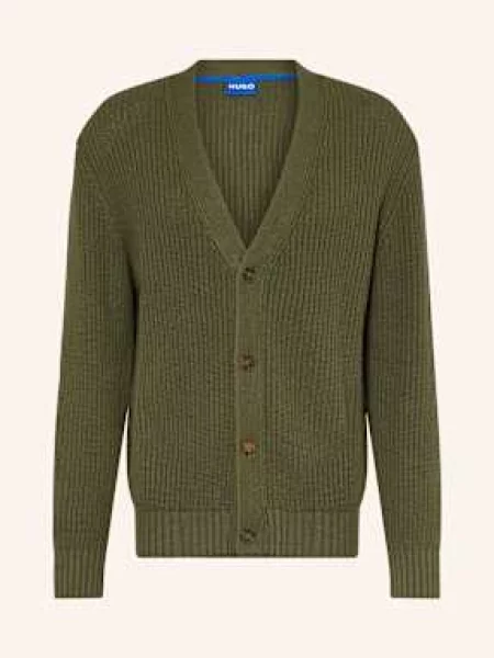Hugo Blue Pletený Kardigan Sonnick zelená modrý