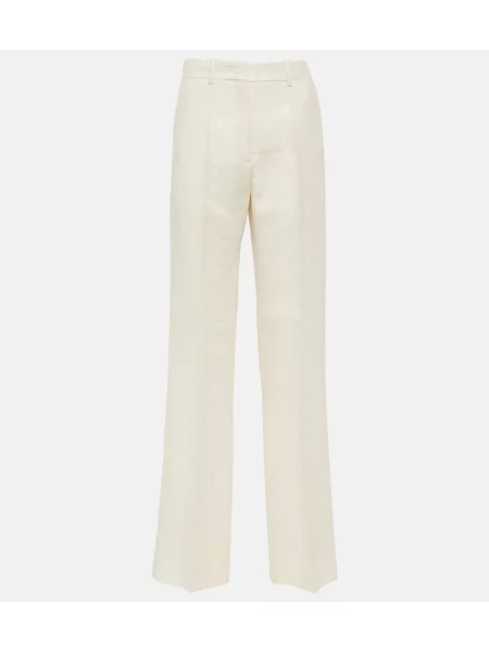 Pantaloni Valentino cu talie înaltă de lână alb