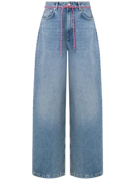 Szerokie jeansy Moschino Jeans niebieskie