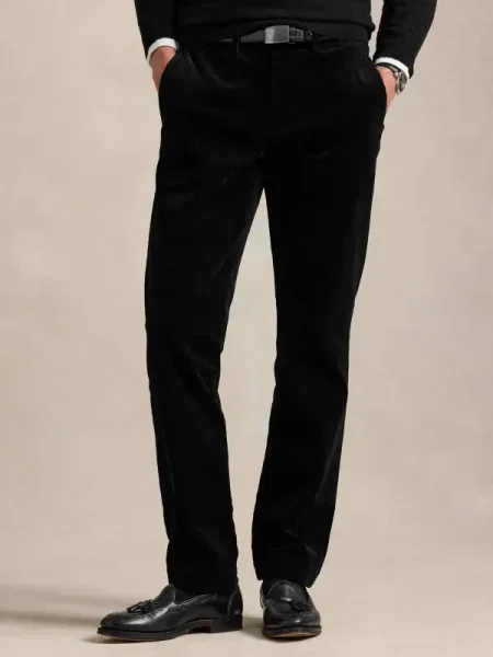 Polo Ralph Lauren pantaloni de catifea cord drept negru