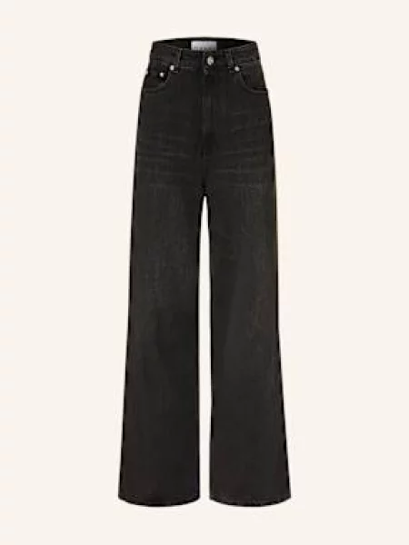Ganni Wide Leg Džíny black washed černé