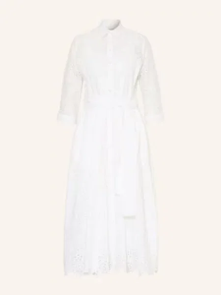 Milano Italy Sukienka Koszulowa Z Koronki Z Rękawami weiss biała
