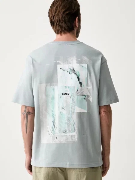 BOSS Orange tricou pentru bărbați din Te_Frame albastru