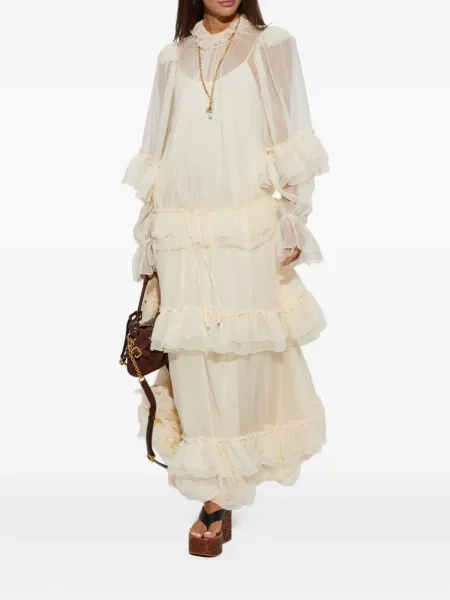 Rochie midi Chloé cu volane