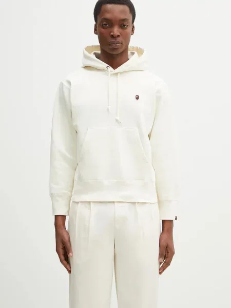 A Bathing Ape hanorac de One Point Pullover bărbați cu glugă uni bej