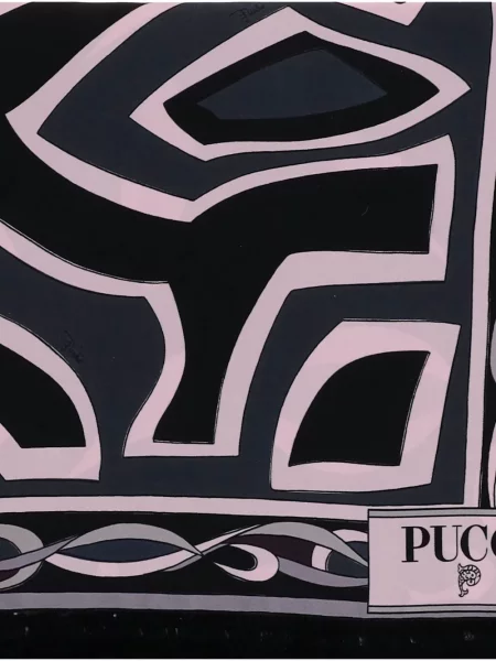 Fular Pucci cu imagine cu imprimeu geometric negru