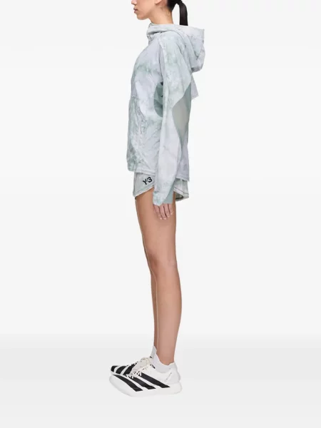 Jachetă cu glugă Y-3 cu glugă cu legături alb