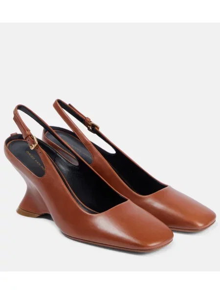 Pantofi cu toc Dries Van Noten din piele slingback maro