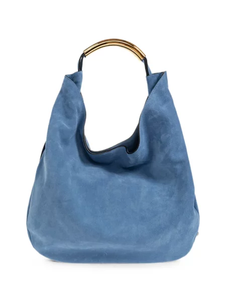Τσάντα shopper Moschino σουέτ μπλε