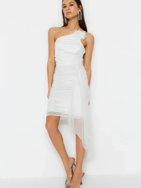 Rochie de seară Trendyol drapată eleganta gri