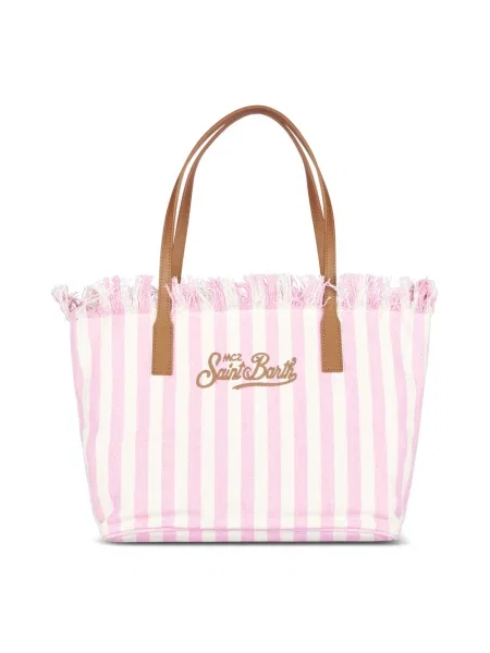 Shopperka Mc2 Saint Barth z frędzli różowa