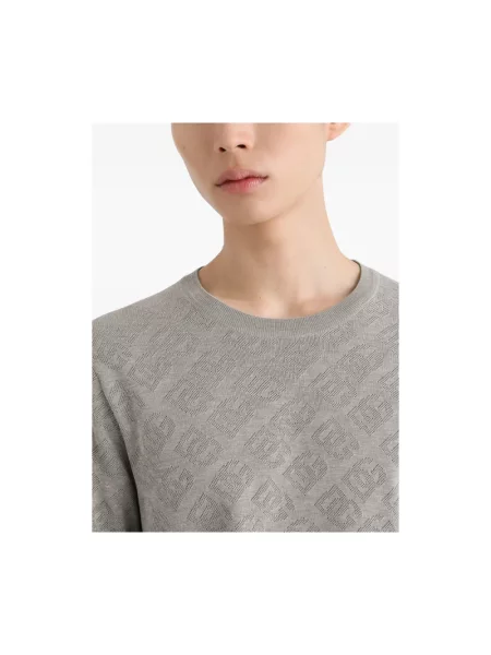 Dzianinowy sweter Dolce And Gabbana z krótkim rękawem szary