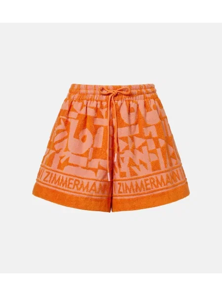 Pantaloni scurți Zimmermann din material terry portocaliu