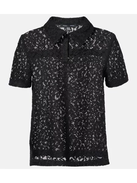 Polo Proenza Schouler cu model floral din dantelă negru