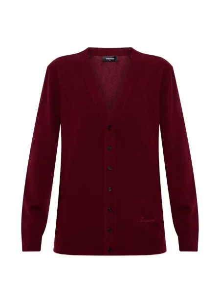 Cardigan Dsquared2 cu broderie cu decolteu în V roșu