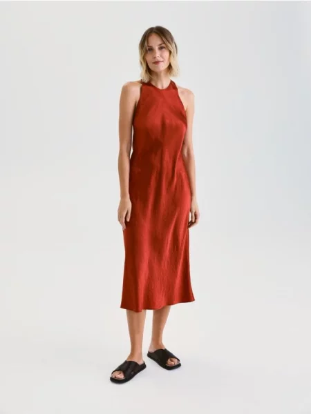 Reserved Сукня міді з тканини NAIA рожевувато-ліловий 