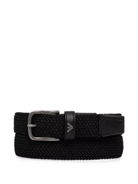 Cu centură curea Emporio Armani din piele țesută negru