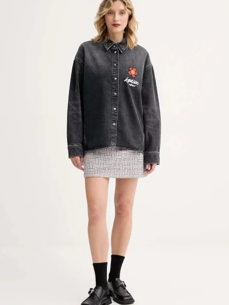 Джинсова сорочка Kenzo relaxed класичний комір сірий