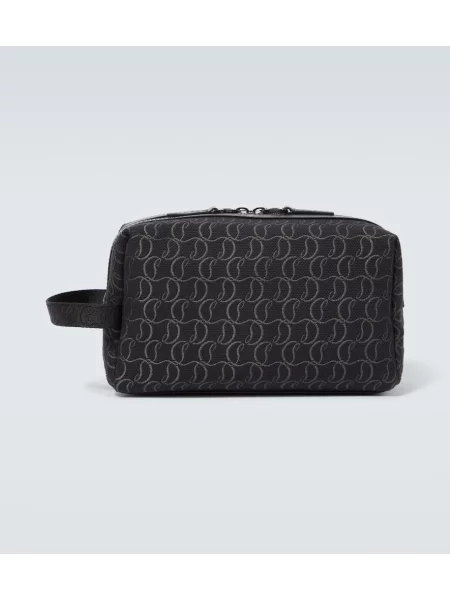 Geantă Christian Louboutin din jacard cu autograf negru