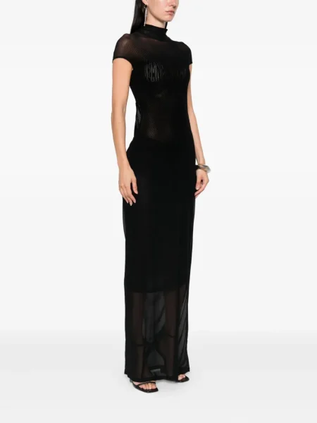 Rochie maxi Jean Paul Gaultier plasă de costum negru
